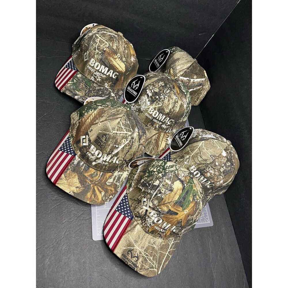 BOMAC FAYAT Group Realtree Camo American Flag Lot O 5 SnapBack Baseball Hat NEW